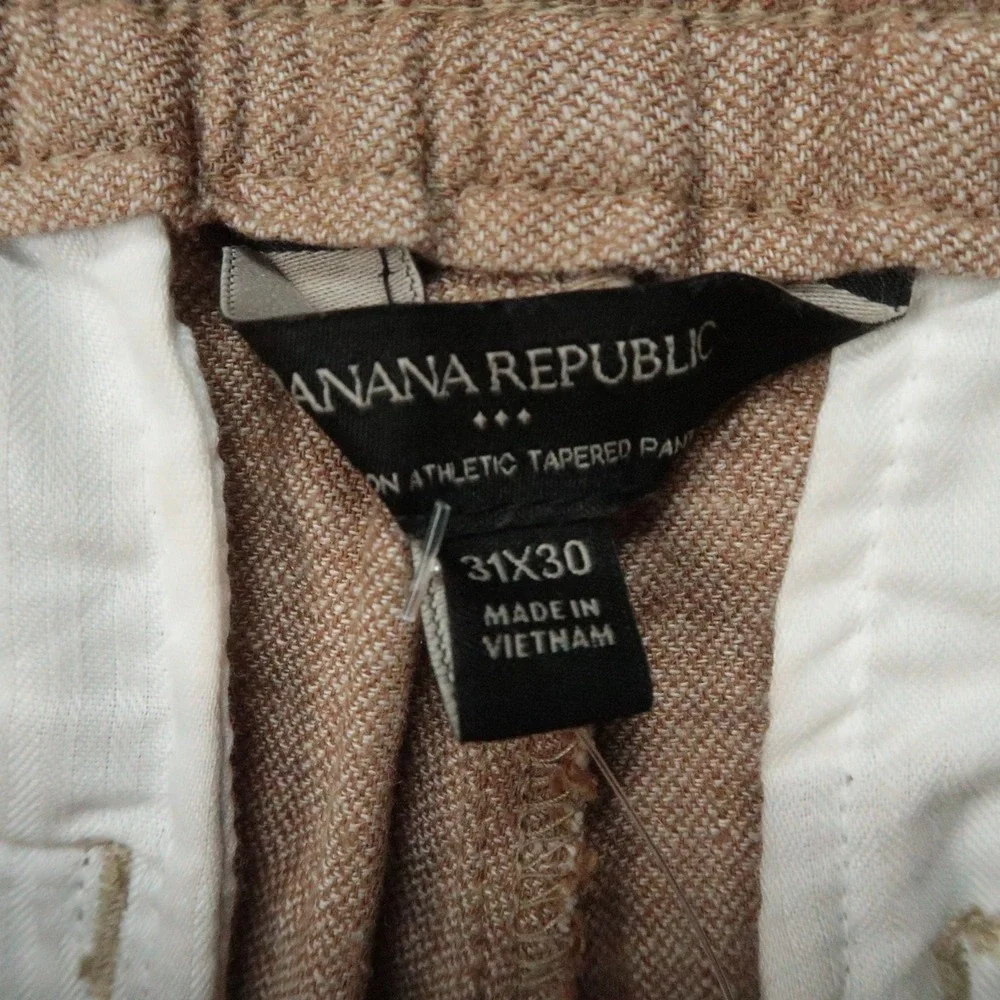 Banana Republic Pants Mens 31x30 Beige Linen Blend Mason Athletic Tapered Fit